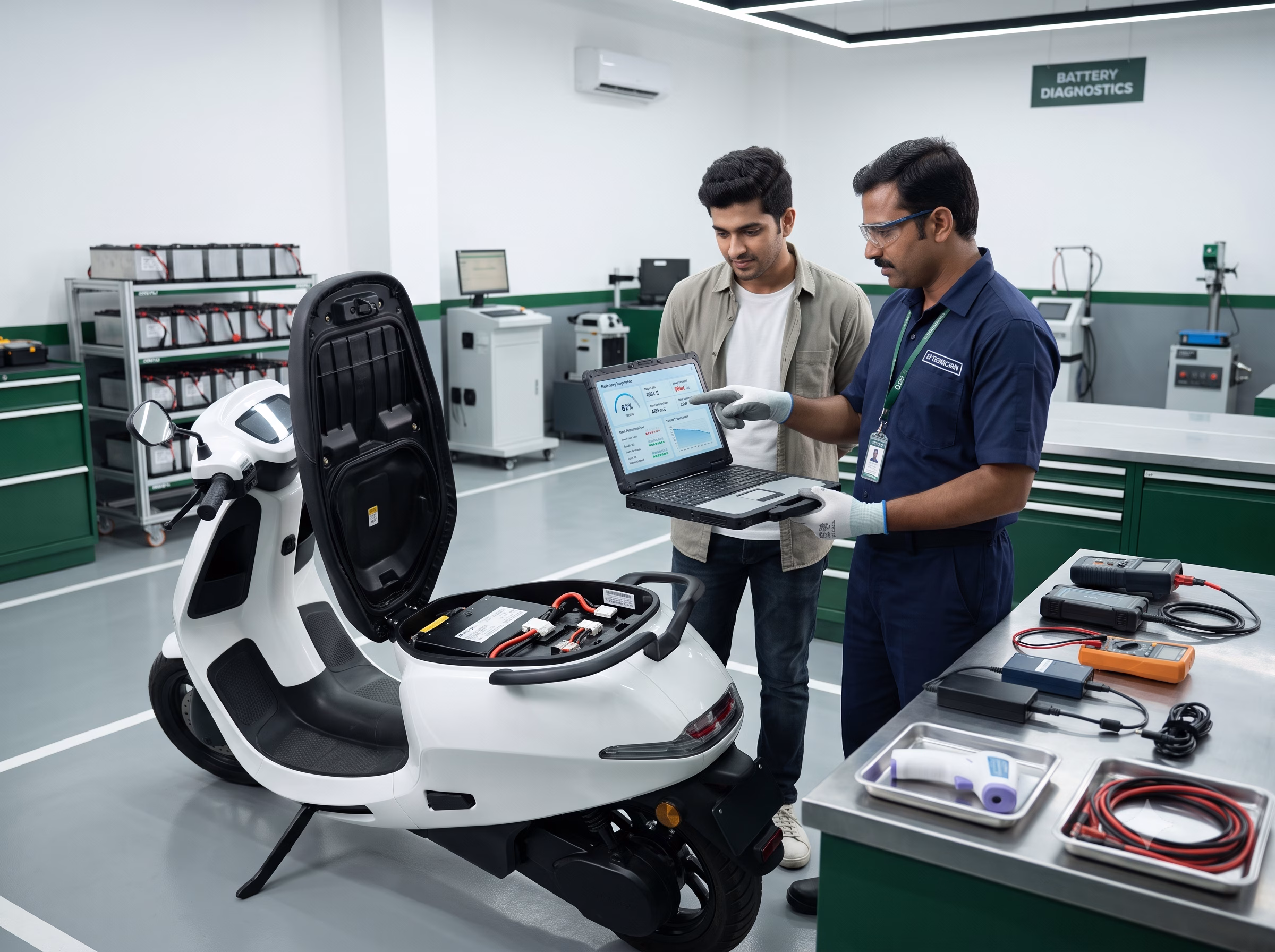 EV battery range drop warning and electric scooter battery support