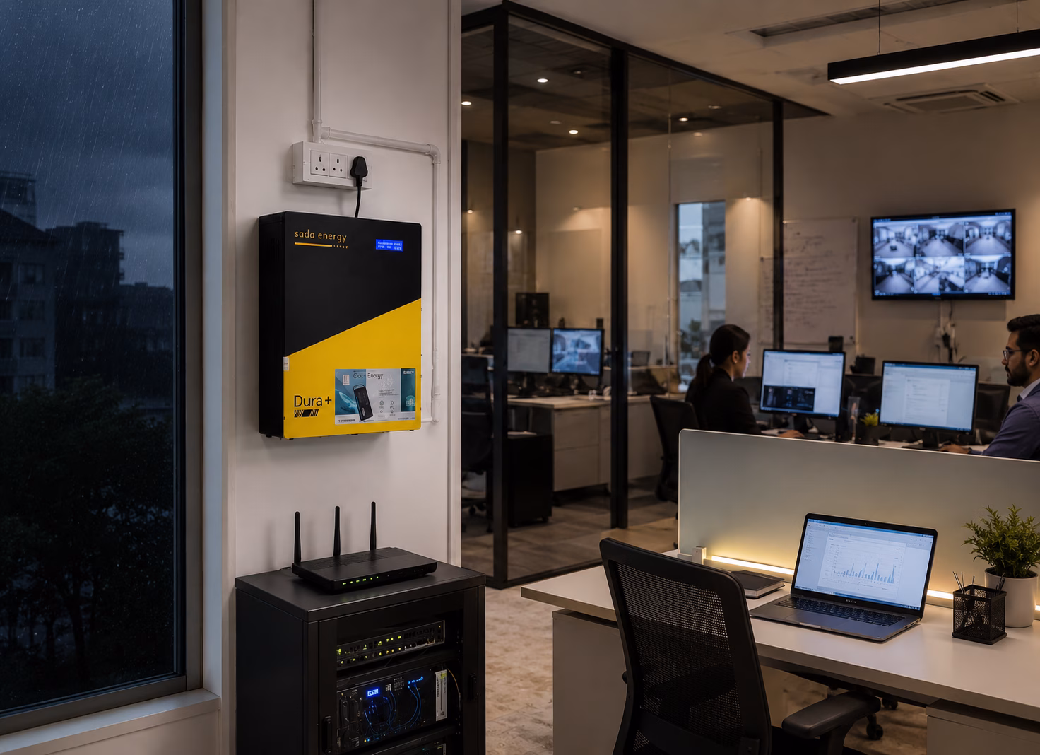 Dura Plus lithium UPS installed inside a modern office